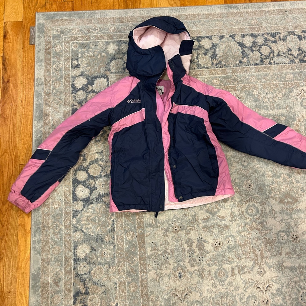 Columbia Jacket kids size 14/16 pink navy blue